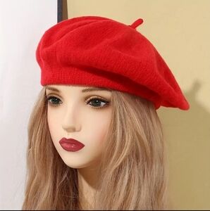 Red Beret Knit Hat